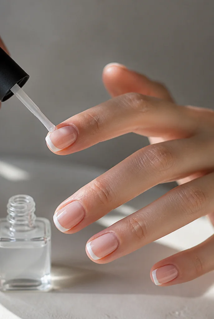 Capping the free edge of a French manicure with top coat