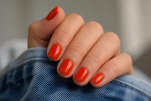 Tomato Red Short Nails
