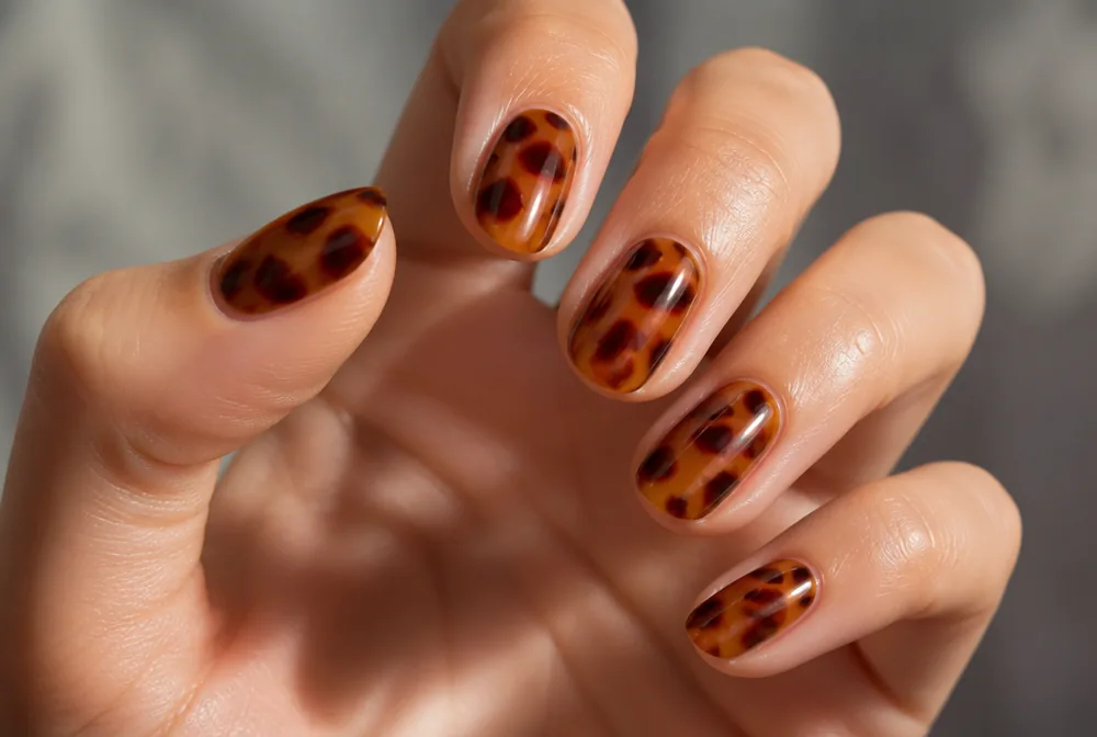 tortoiseshell amber orange nails - PolishedAndPrettyNails.com tortoiseshell amber orange nails