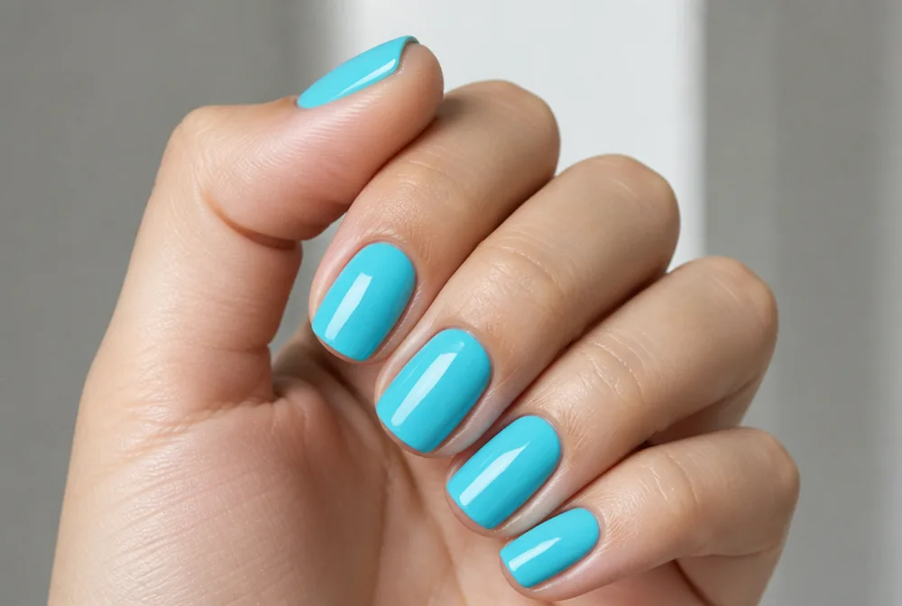 turquoise teal nails on short square