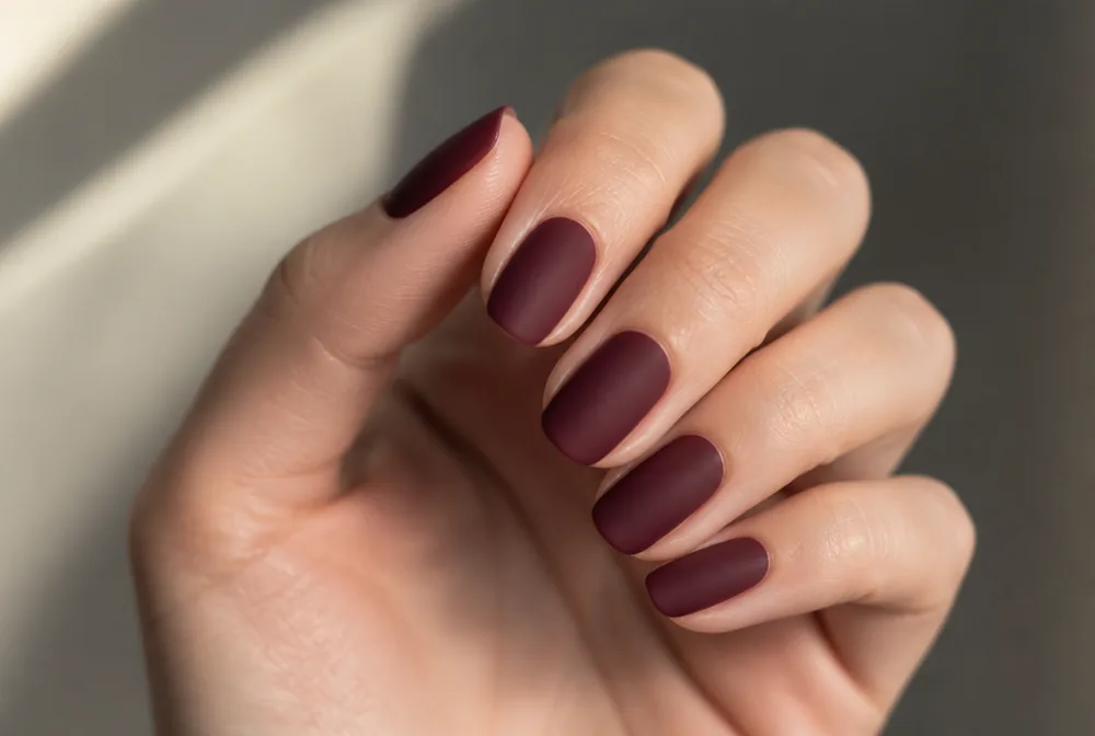 velvet matte medium length nails