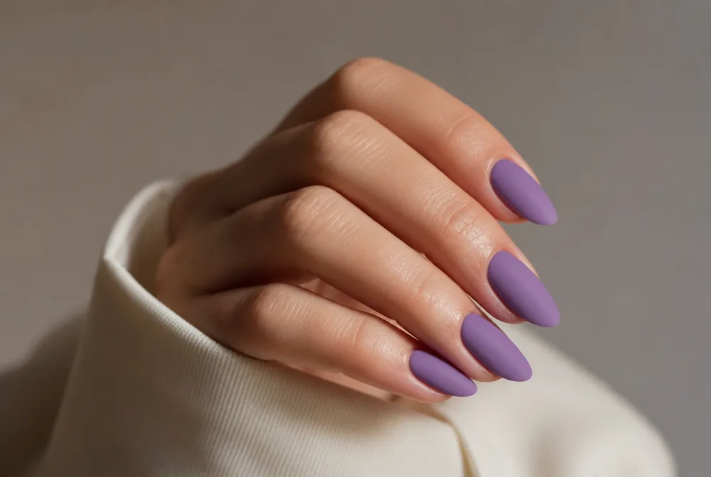 wisteria deep lavender nails on almond