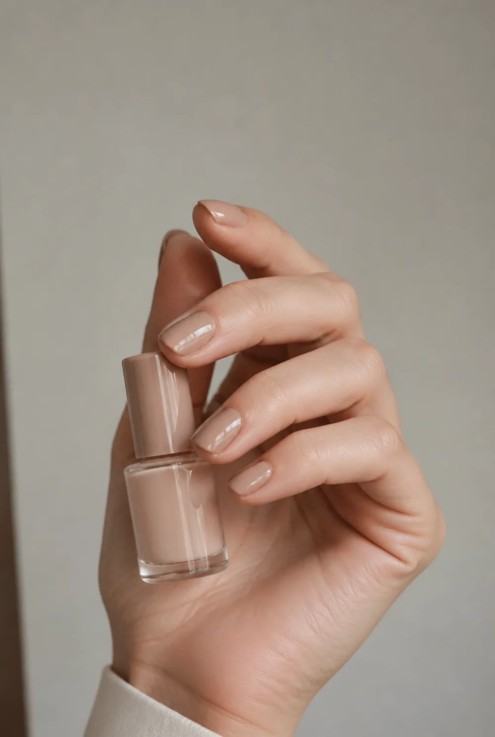 Warm nude nails on mature hands - PolishedAndPrettyNails.com Warm nude nails on mature hands
