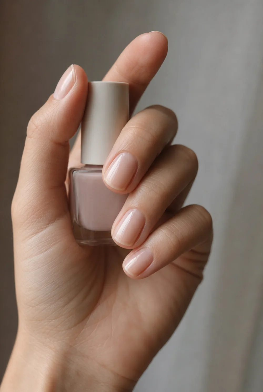 Clear gel overlay on short nails