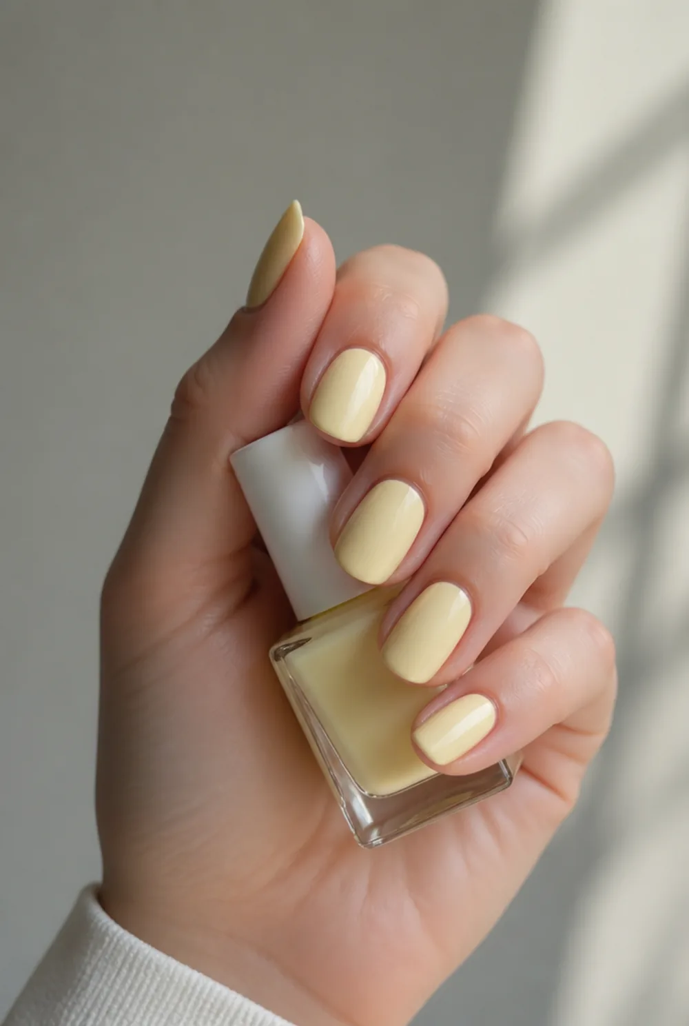 Even pastel yellow polish after two coats - PolishedAndPrettyNails.com Even pastel yellow polish after two coats